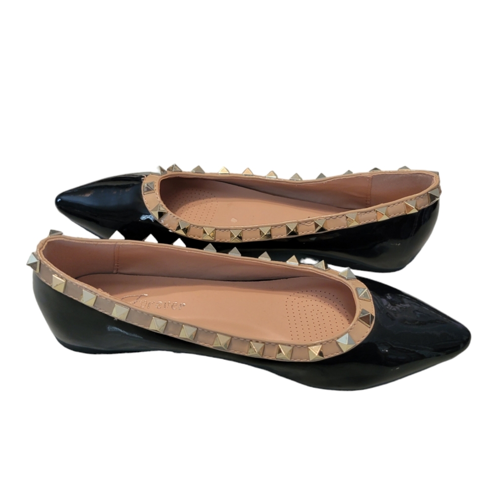 Forever Womens Poited Flat Black Shoes Size 6.5 - Picture 3 of 6